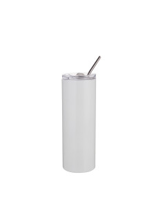 20oz/600ml Stainless Steel Tumbler with Stainless Steel Straw & Lid(White) 2
