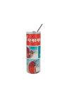 Gobelet en acier inoxydable de 20 oz/600 ml avec paille et couvercle en acier inoxydable (blanc)