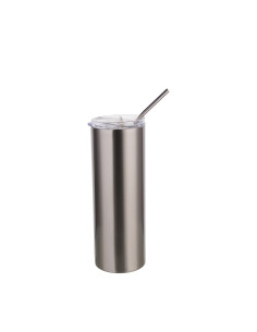 20oz/600ml Tumbler with Straw & Lid(Silver) 2