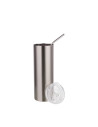 Gobelet 20oz/600ml avec paille et couvercle (argent)