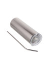 Gobelet 20oz/600ml avec paille et couvercle (argent)