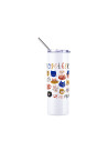 Gobelet SS à couleur changeante de 20 oz/600 ml avec paille et couvercle (activé par les UV, blanc à violet)