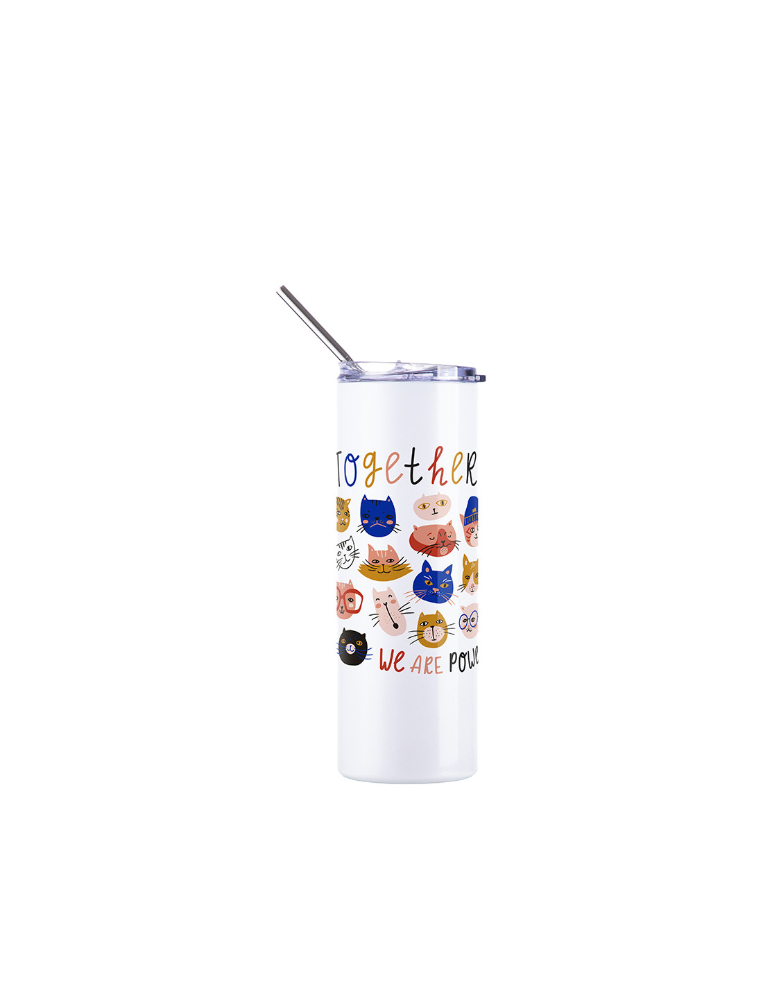 Gobelet SS à couleur changeante de 20 oz/600 ml avec paille et couvercle (activé par les UV, blanc à violet)