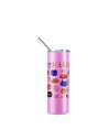 Gobelet SS à couleur changeante de 20 oz/600 ml avec paille et couvercle (activé par UV, blanc à rouge)
