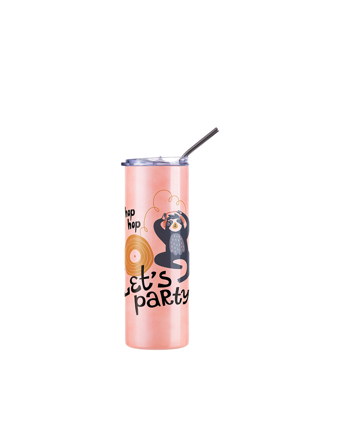 Gobelet SS à couleur changeante de 20 oz/600 ml avec paille et couvercle (sensible à la chaleur, orange à jaune)