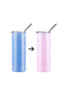Gobelet SS à couleur changeante de 20 oz/600 ml avec paille et couvercle (sensible à la chaleur, bleu clair à rose)