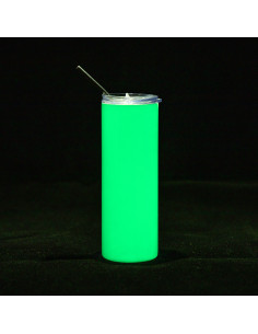 20oz/600ml SS Tumbler with Straw & Lid(Glow in Dark, White to Green)