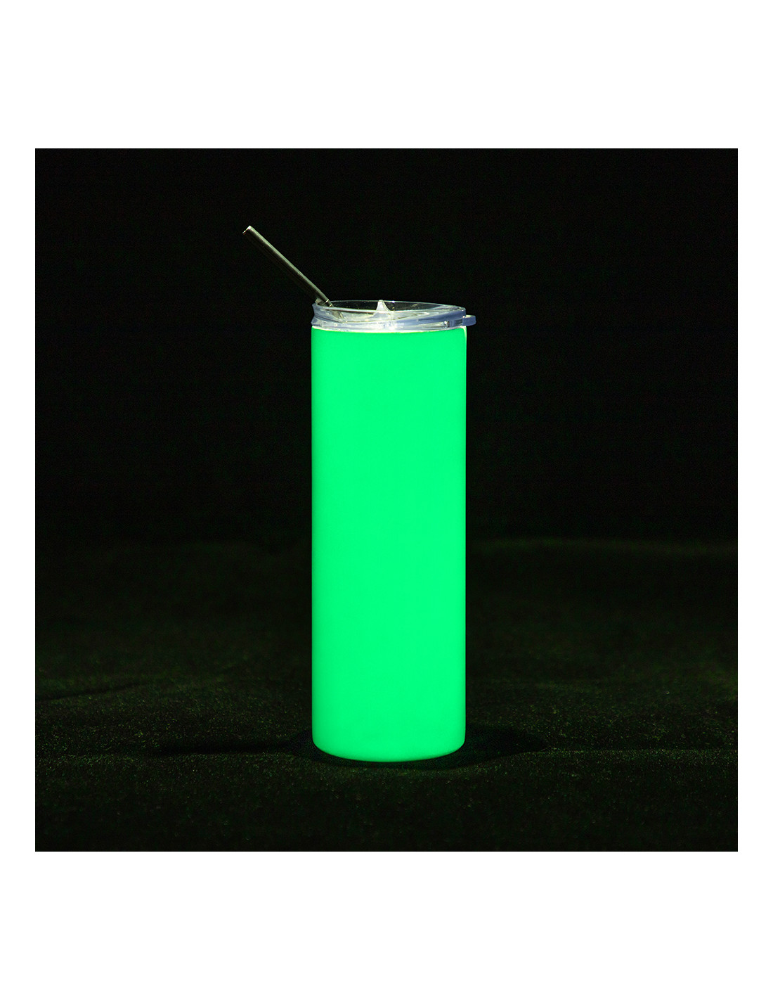 Gobelet SS 20oz/600ml avec paille et couvercle (brille dans le noir, blanc à vert)