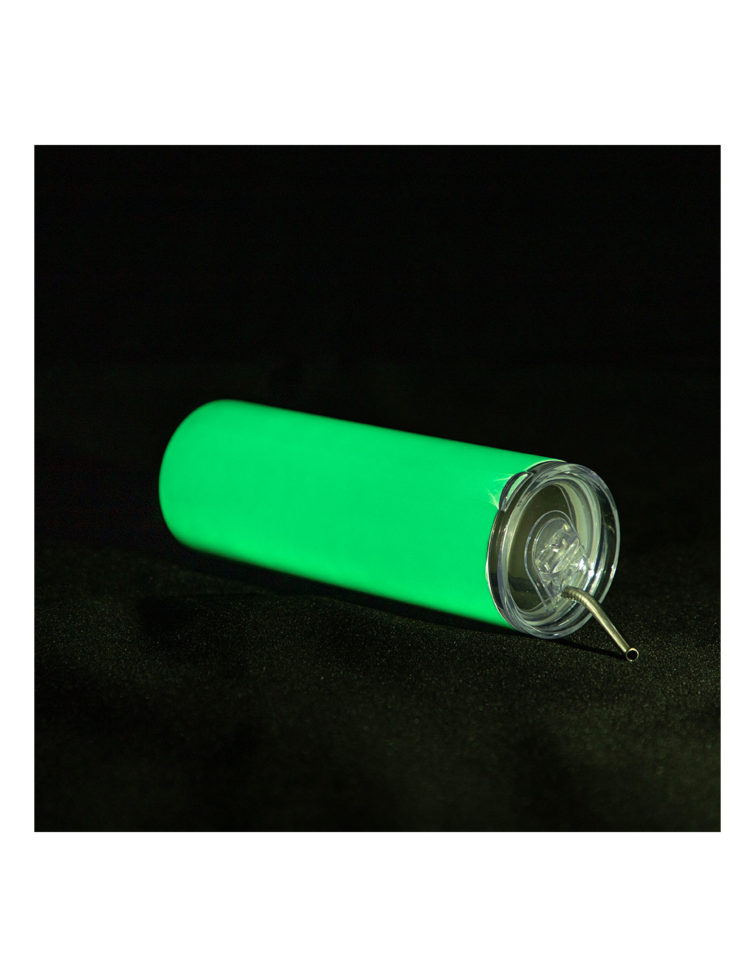 Gobelet SS 20oz/600ml avec paille et couvercle (brille dans le noir, blanc à vert)