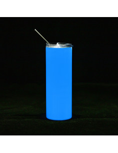 20oz/600ml SS Tumbler with Straw & Lid(Glow in Dark, White to Blue)