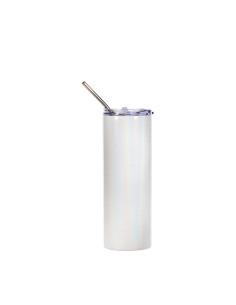 20oz/600ml Glitter Sparkling Stainless Steel Skinny Tumbler w/ Straw(White)