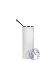 20oz/600ml Glitter Sparkling Stainless Steel Skinny Tumbler w/ Straw(White) 2