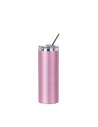Gobelet Skinny T en acier inoxydable pailleté de 20 oz/600 ml avec paille et couvercle (rose)