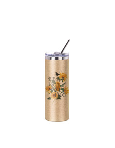 20oz/600ml Glitter Stainless Steel Skinny  Tumbler with Straw & Lid(Rose Gold) 2