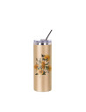 Gobelet fin en acier inoxydable à paillettes de 20 oz/600 ml avec paille et couvercle (or rose)