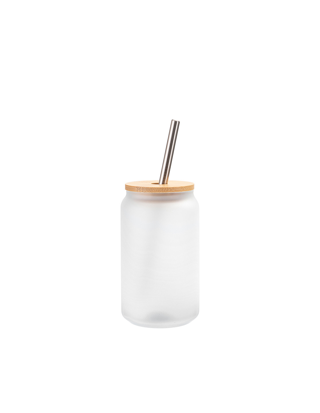 Tasse en verre givré de 13 oz/400 ml avec couvercle en bambou 