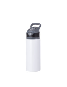 20OZ/650ml Alu Water Bottle with Black Cap(White)