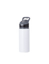 Bouteille d'eau en aluminium de 20 OZ/650 ml avec bouchon noir (blanc)