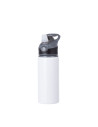 Bouteille d'eau en aluminium de 20 OZ/650 ml avec bouchon noir (blanc)