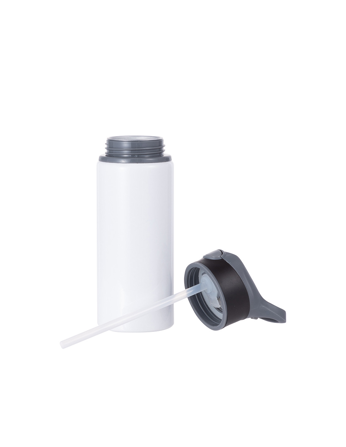 Bouteille d'eau en aluminium de 20 OZ/650 ml avec bouchon noir (blanc)