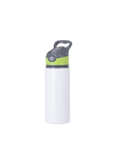 20OZ/650ml Alu Water Bottle with Green Cap(White)
