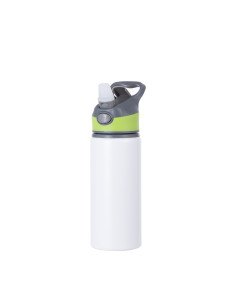 20OZ/650ml Alu Water Bottle with Green Cap(White)
 2
