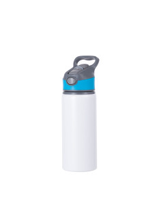 20OZ/650ml Alu Water Bottle with Blue Cap(White)
