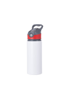 20OZ/650ml Alu Water Bottle with Red Cap(White)
