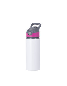 20OZ/650ml Alu Water Bottle with Rose Red Cap(White)
