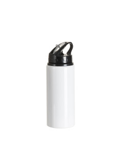 20oz/600ml White Aluminium Bottle w/ Black Straw Lid