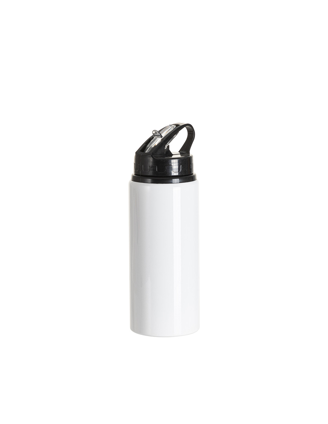 Bouteille en aluminium blanc de 20 oz/600 ml avec couvercle en paille noire
