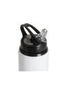 Bouteille en aluminium blanc de 20 oz/600 ml avec couvercle en paille noire