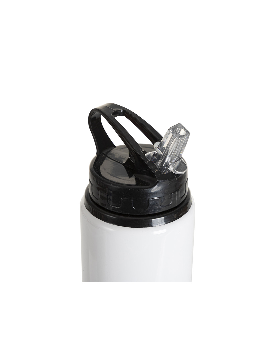 Bouteille en aluminium blanc de 20 oz/600 ml avec couvercle en paille noire