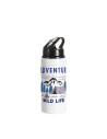 Bouteille en aluminium blanc de 20 oz/600 ml avec couvercle en paille noire