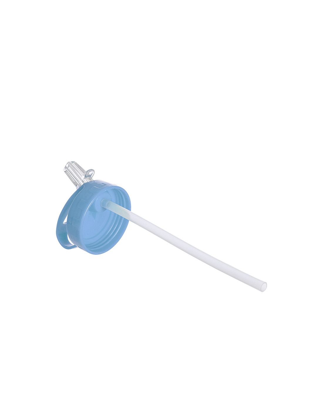 Bouteille en aluminium blanc de 20 oz/600 ml avec couvercle en paille bleu clair