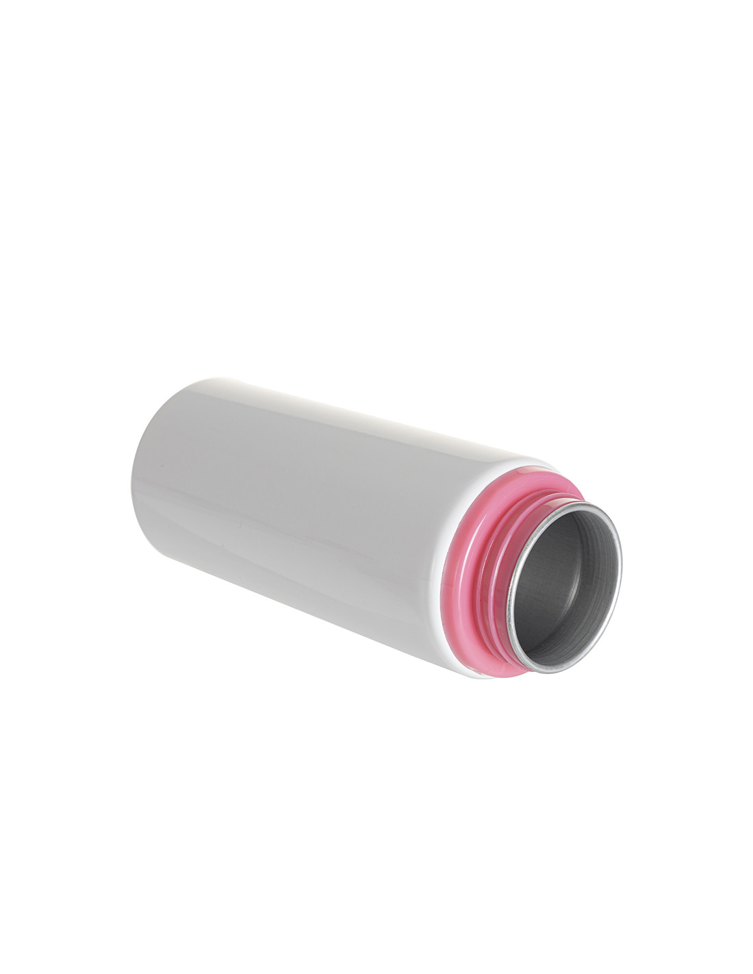 Bouteille en aluminium blanc de 20 oz/600 ml avec couvercle en paille rose