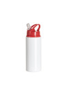 Bouteille en aluminium blanc de 20 oz/600 ml avec couvercle en paille rouge