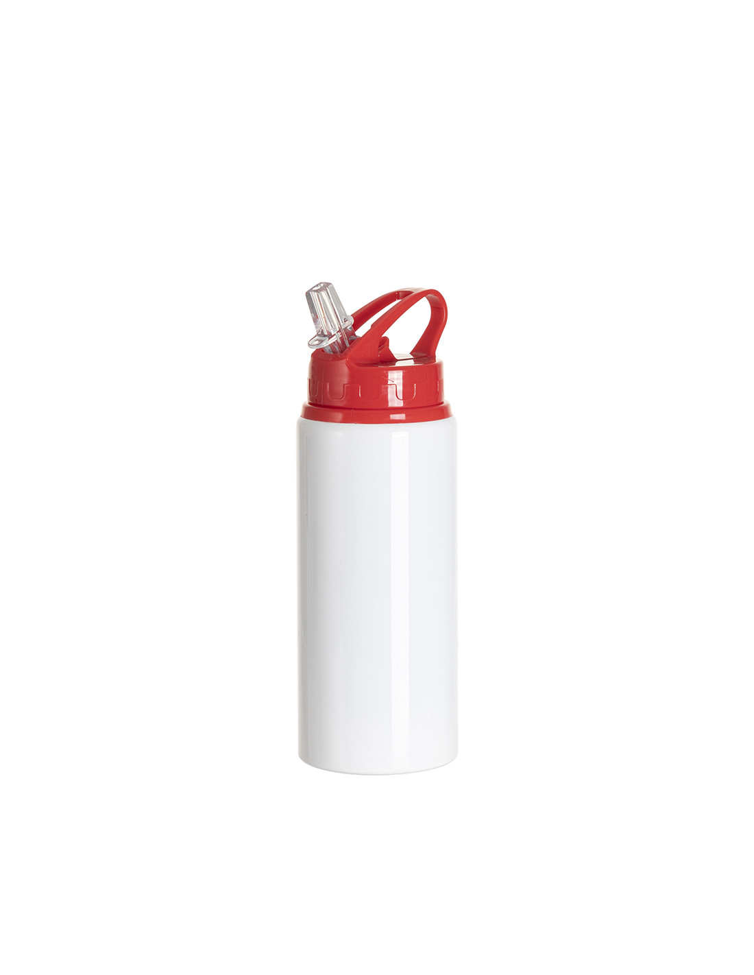 Bouteille en aluminium blanc de 20 oz/600 ml avec couvercle en paille rouge