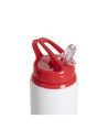 Bouteille en aluminium blanc de 20 oz/600 ml avec couvercle en paille rouge