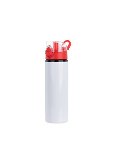 750ml Alu Water Bottle with Red Cap (White)