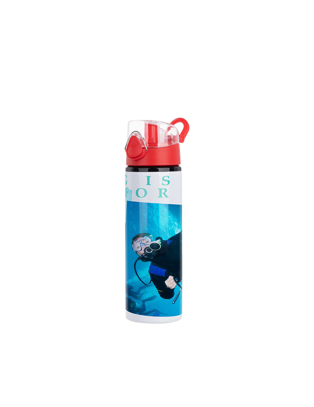 Bouteille d'eau en aluminium de 750 ml avec bouchon rouge (blanc)
