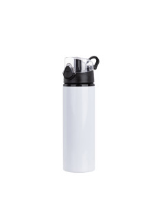 750ml Alu  Water Bottle with Black Cap (White)