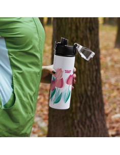 750ml Alu  Water Bottle with Black Cap (White) 2