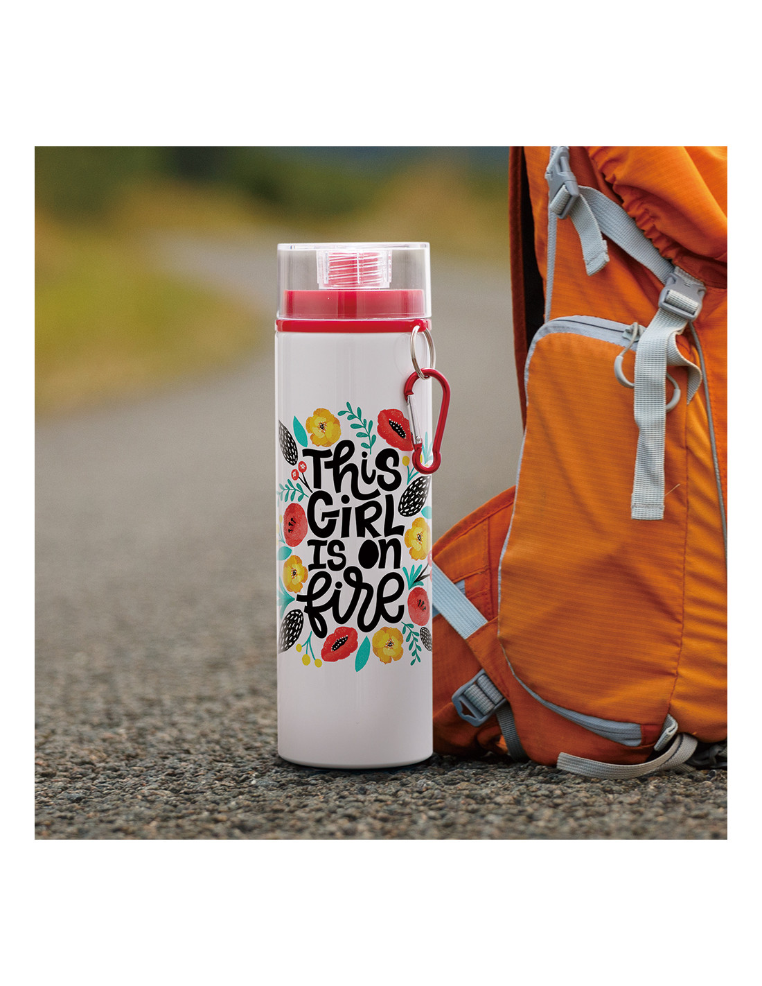 Bouteille en aluminium de 27 oz/800 ml avec couvercle rouge (blanc)