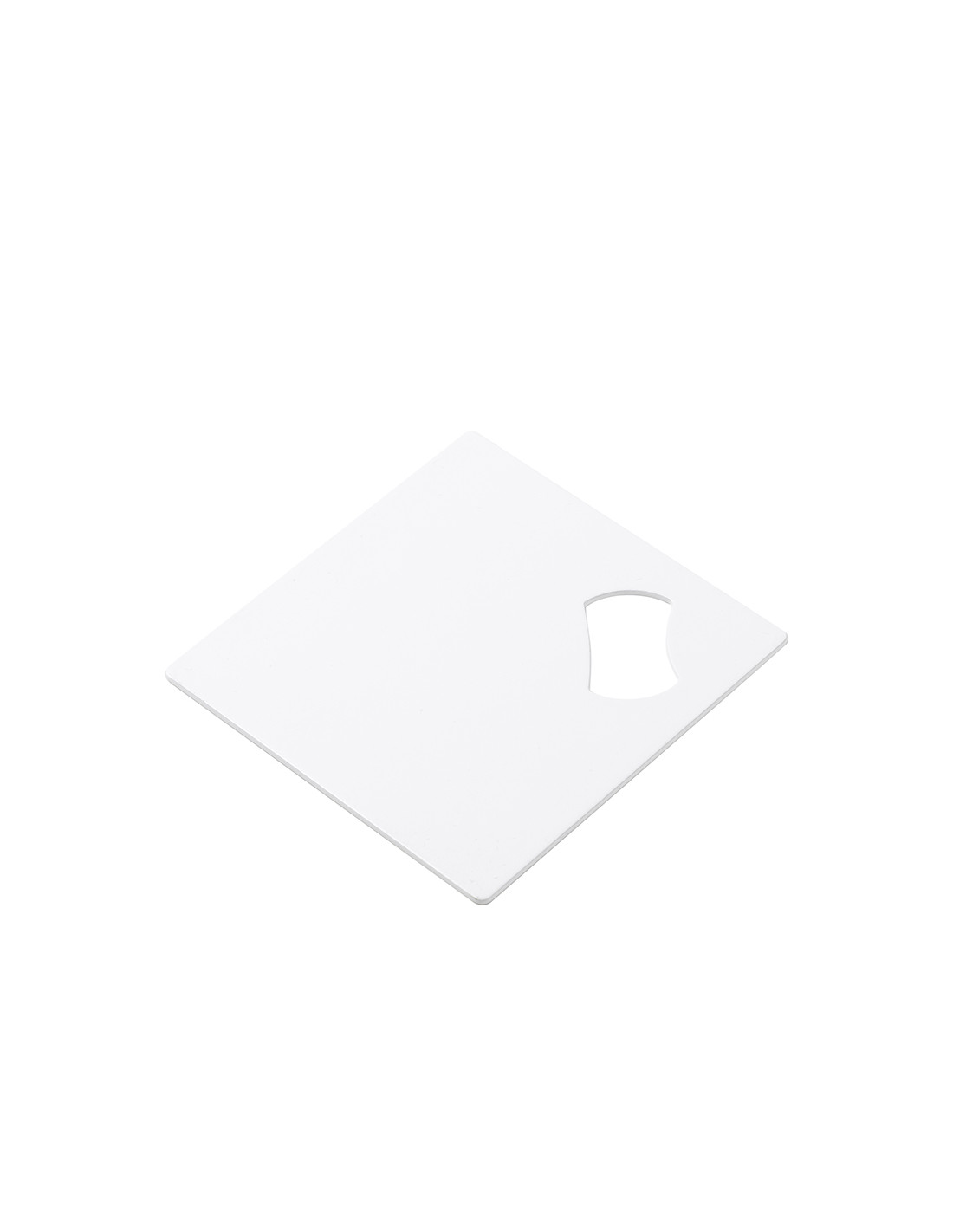 Ouvre-bouteille entièrement blanc en acier inoxydable (carré, 9 cm)