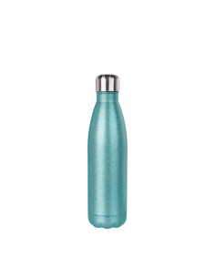 17oz/500ml Glitter Stainless Steel Cola Shaped Bottle(Light Blue)