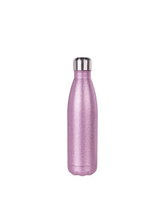 17oz/500ml Glitter Stainless Steel Cola Shaped Bottle(Pink)