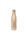Bouteille en forme de cola en acier inoxydable à paillettes de 17 oz/500 ml (or rose)