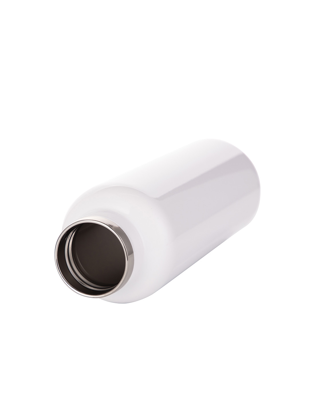 Bouteille portative en acier inoxydable avec couvercle en bambou de 500 ml/17 oz (blanc)