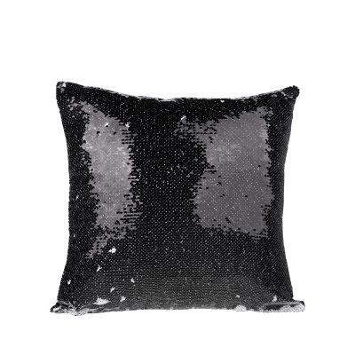 Housse de coussin à paillettes (noir/blanc)